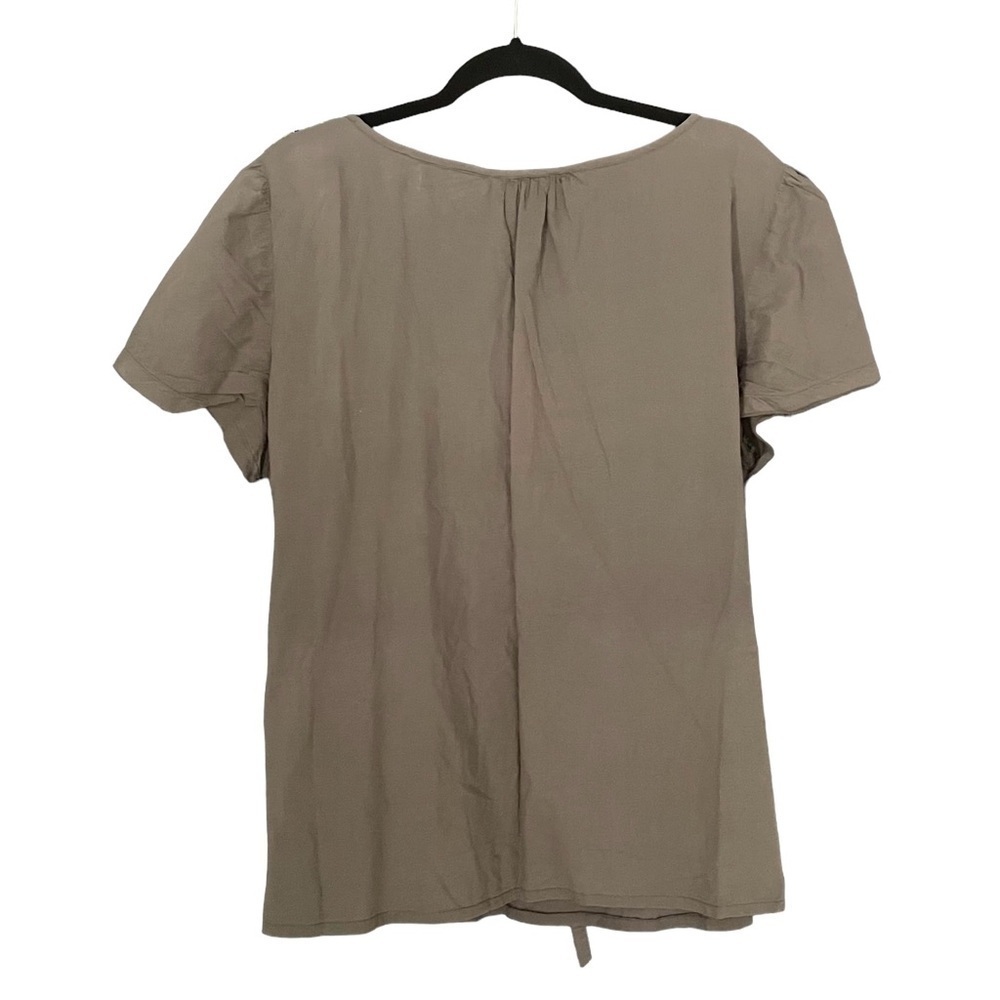 AE SPORT Cotton Embroidered Square Neck Short Sleeve Blouse Olive Green 14 - Picture 2 of 9
